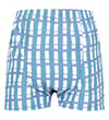 Thumbnail Blue, teal and white check boxer shorts, back view.